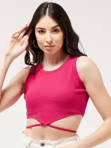 Zima Leto Tie-Up Detail Fitted Crop Top