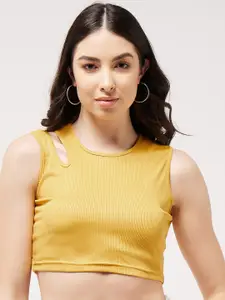 Zima Leto Cut-Out Detail Ribbed Fitted Crop Top