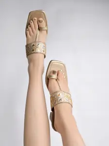 Shoetopia Embellished Ethnic Block Heels