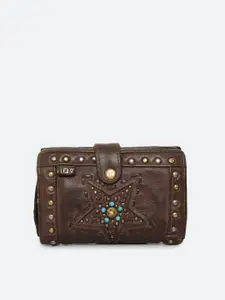 ART N VINTAGE Embellished Leather Star Studded Small Wallet