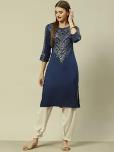 Rangriti Floral Embroidered Straight Kurta