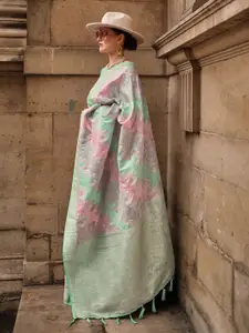 Mitera Ethnic Motifs Woven Design Zari Satin Banarasi Saree