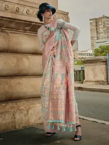 Mitera Ethnic Motifs Woven Design Zari Organza Banarasi Saree