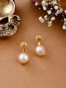 Voylla Nazakat Zanani Gold-Plated Beaded Contemporary Drop Earrings