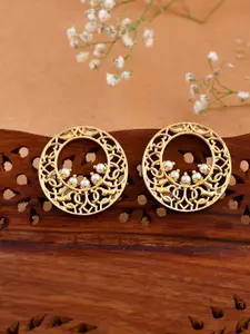 Voylla Nazakat Sharmeeli Gold-Plated Contemporary Oversized Stud Earrings