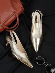 Flat n Heels Textured Kitten Heel Pumps