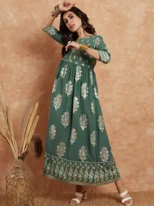 Sangria Ethnic Motifs Printed A-Line Kurta