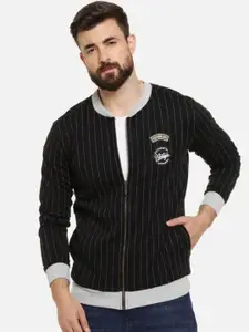 Campus Sutra Striped Windcheater Bomber Jacket