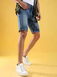 Campus Sutra Men Washed Cotton Denim Shorts