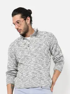 Campus Sutra Self Design Ribbed Acrylic Pullover Sweater