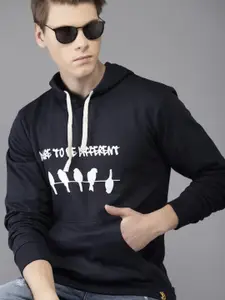 Campus Sutra Graphic Printed Hooded Cotton Pullover