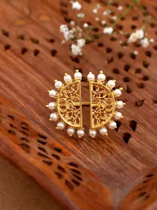 Voylla Gold-Plated Pearl Beaded Nazakat Afreen Statement Open Finger Ring