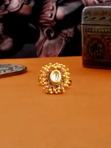 Voylla Gold-Plated Stone-Studded Adjustable Finger Ring
