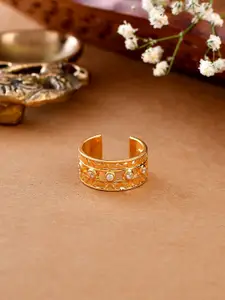 Voylla Gold-Plated Stone-Studded Nazakat Dilruba Finger Ring