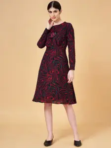 Annabelle by Pantaloons Abstract Printed Ruffled A-Line Dress