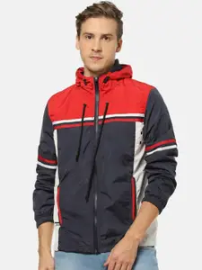 Campus Sutra Colourblocked Hooded Windcheater Bomber Jacket
