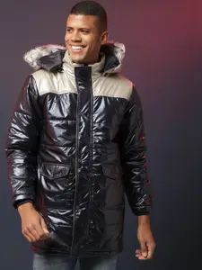 Campus Sutra Windcheater Hooded Longline Puffer Jacket