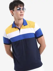 HIGHLANDER Striped Polo Collar Short Sleeves T-shirt