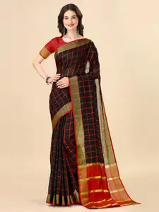 Indian Fashionista Checked Zari Silk Cotton Ikat Saree