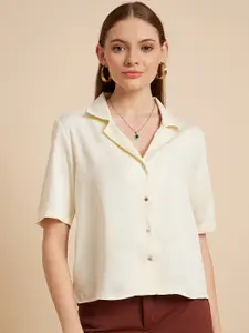 MINT STREET Comfort Cuban Collar Satin Casual Shirt