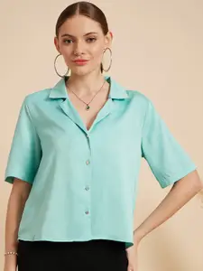 MINT STREET Comfort Cuban Collar Satin Casual Shirt
