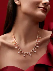 MINUTIAE Rose Gold-Plated Crystal Studded Necklace
