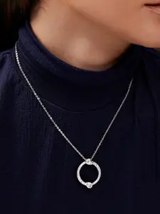 MINUTIAE Silver-Plated Crystal Studded Necklace