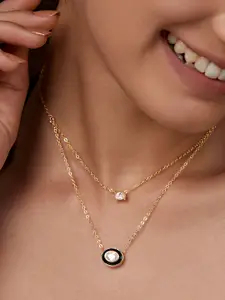 MINUTIAE Gold-Plated Layered Crystal Studded Necklace