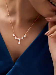 MINUTIAE Rose Gold-Plated Crystals Studded Necklace