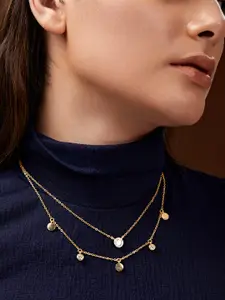 MINUTIAE Gold-Plated Layered Crystals Studded Necklace