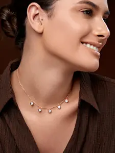 MINUTIAE Rose Gold-Plated Crystals Studded Necklace