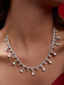 MINUTIAE Silver-Plated Crystals Studded Necklace