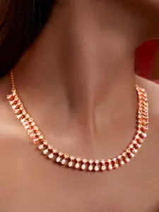 MINUTIAE Rose Gold-Plated Crystals Studded Necklace