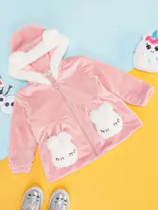 Pantaloons Baby Infants Girls Hooded Cotton Front Open Sweatshirt