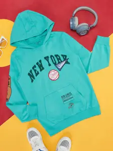 Pantaloons Junior Boys Typography Printed Hooded Cotton Pullover Sweatshirt