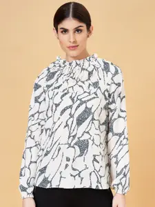 Annabelle by Pantaloons Printed Cuffed Sleeves High Neck Top
