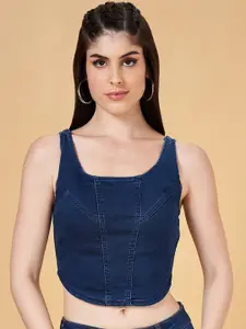 SF JEANS by Pantaloons Denim Opaque Corset Fitted Top