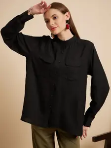 MINT STREET Comfort Mandarin Collar Casual Shirt