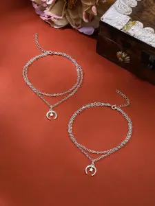 Kicky And Perky Rhodium-Plated 925 Sterling Silver Anklets