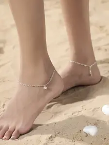 Kicky And Perky Rhodium-Plated 925 Sterling Silver Charm Anklet