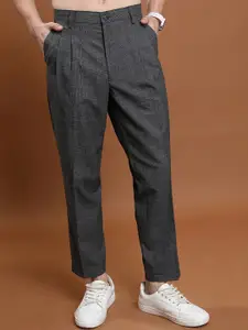 HIGHLANDER Men Mid-Rise Checked Regular Trousers