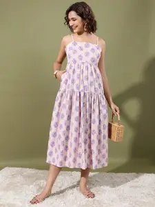Vishudh Floral Print Empire Midi Dress