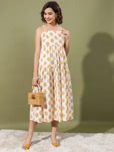 Vishudh Ethnic Motifs Print Empire Midi Dress