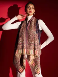 Zamour Woven Design Longline Cape Shrug