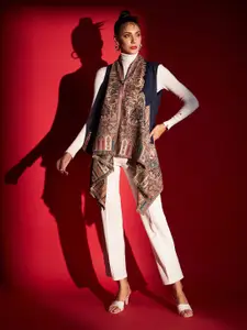 Zamour Woven Design Longline Cape Shrug