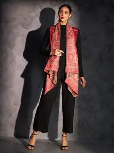 Zamour Woven Design Longline Cape Shrug