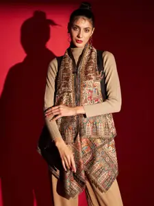 Zamour Woven Design Longline Cape Shrug