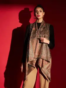 Zamour Woven Design Longline Cape Shrug