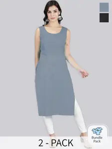 Seva Chikan Pack Of 2 Cotton Long Slips