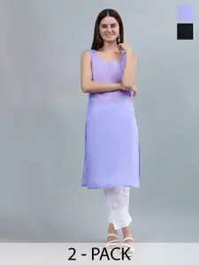 Seva Chikan Pack Of 2 Cotton Long Slips